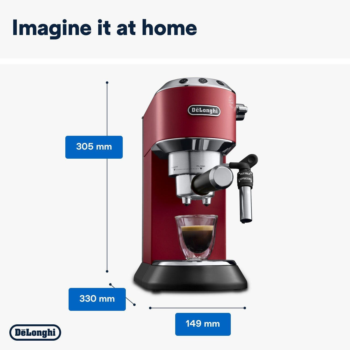 Delonghi COFFEE MACHINE Delonghi Dedica Style Matt Pump Espresso Maker Red EC685.R