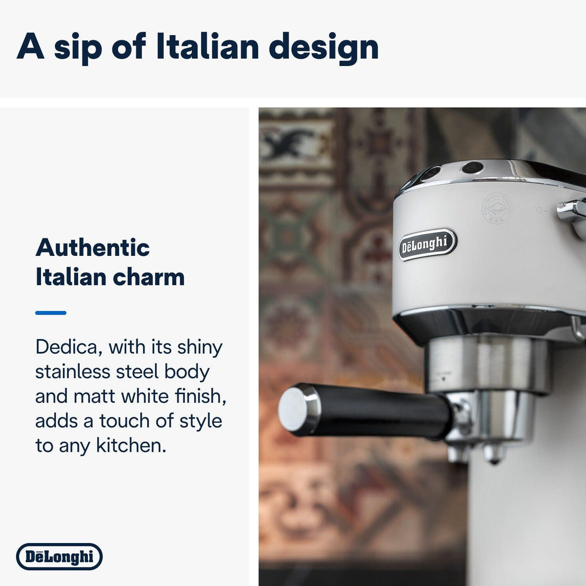 Delonghi COFFEE MACHINE Delonghi Dedica Style Matt Pump Espresso Maker White EC685.W