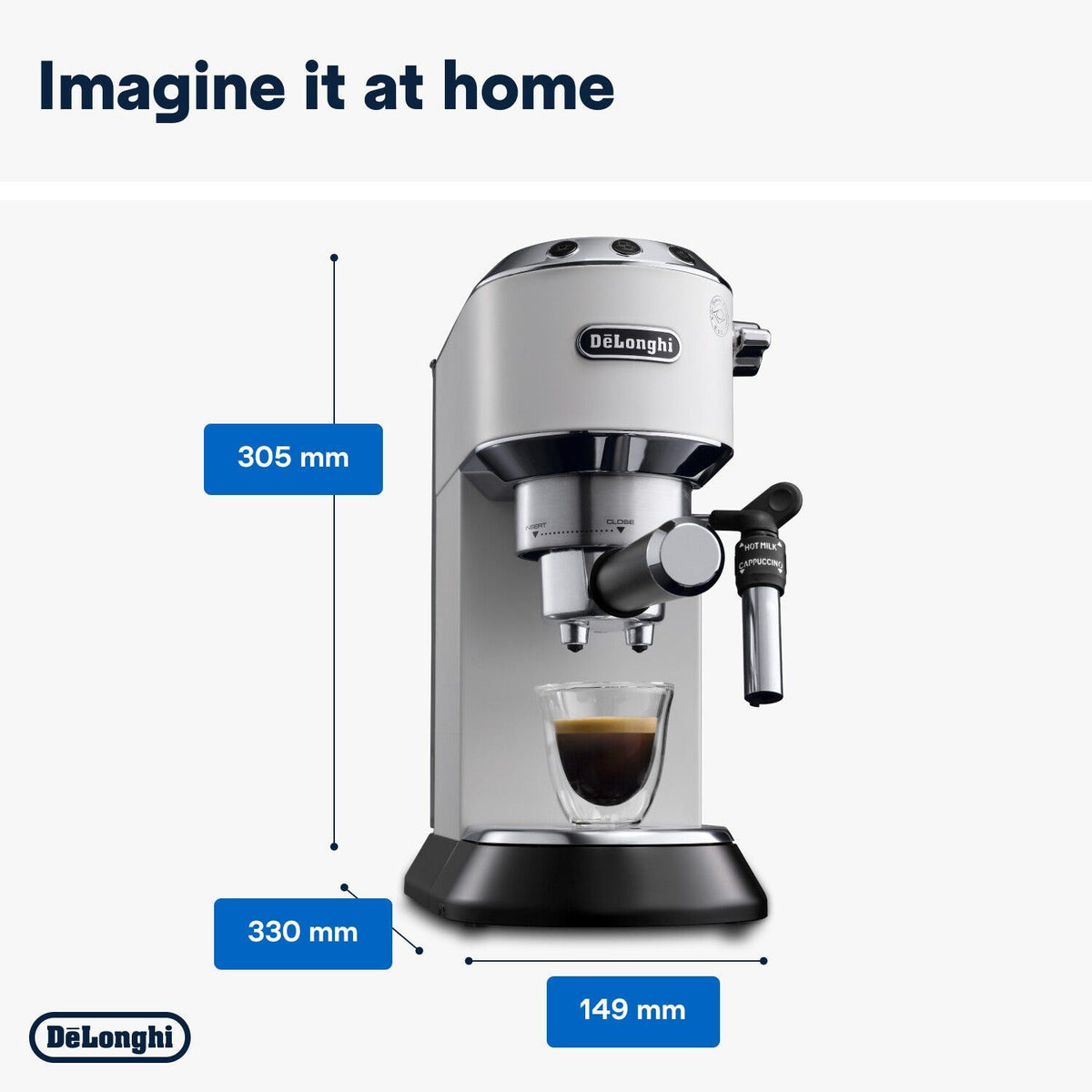 Delonghi COFFEE MACHINE Delonghi Dedica Style Matt Pump Espresso Maker White EC685.W
