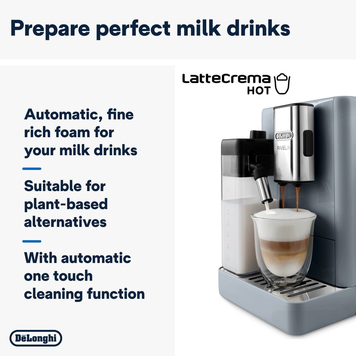 Delonghi COFFEE MACHINE Delonghi Rivelia Bean to Cup Coffee Machine Pebble Grey EXAM440.55.G
