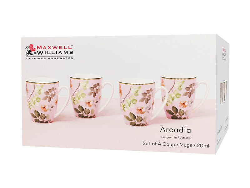Delonghi COFFEE MACHINE Maxwell & Williams Arcadia Coupe Mug Set of 4 Pink 420ml YD0038