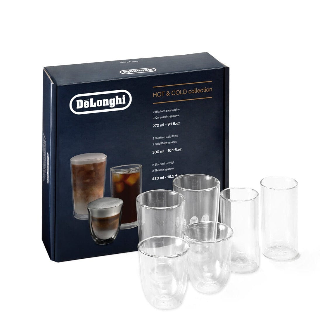 Delonghi MUG Delonghi Hot & Cold Coffee Glasses Collection Set Of 6 DLSC326 (7740500181081)