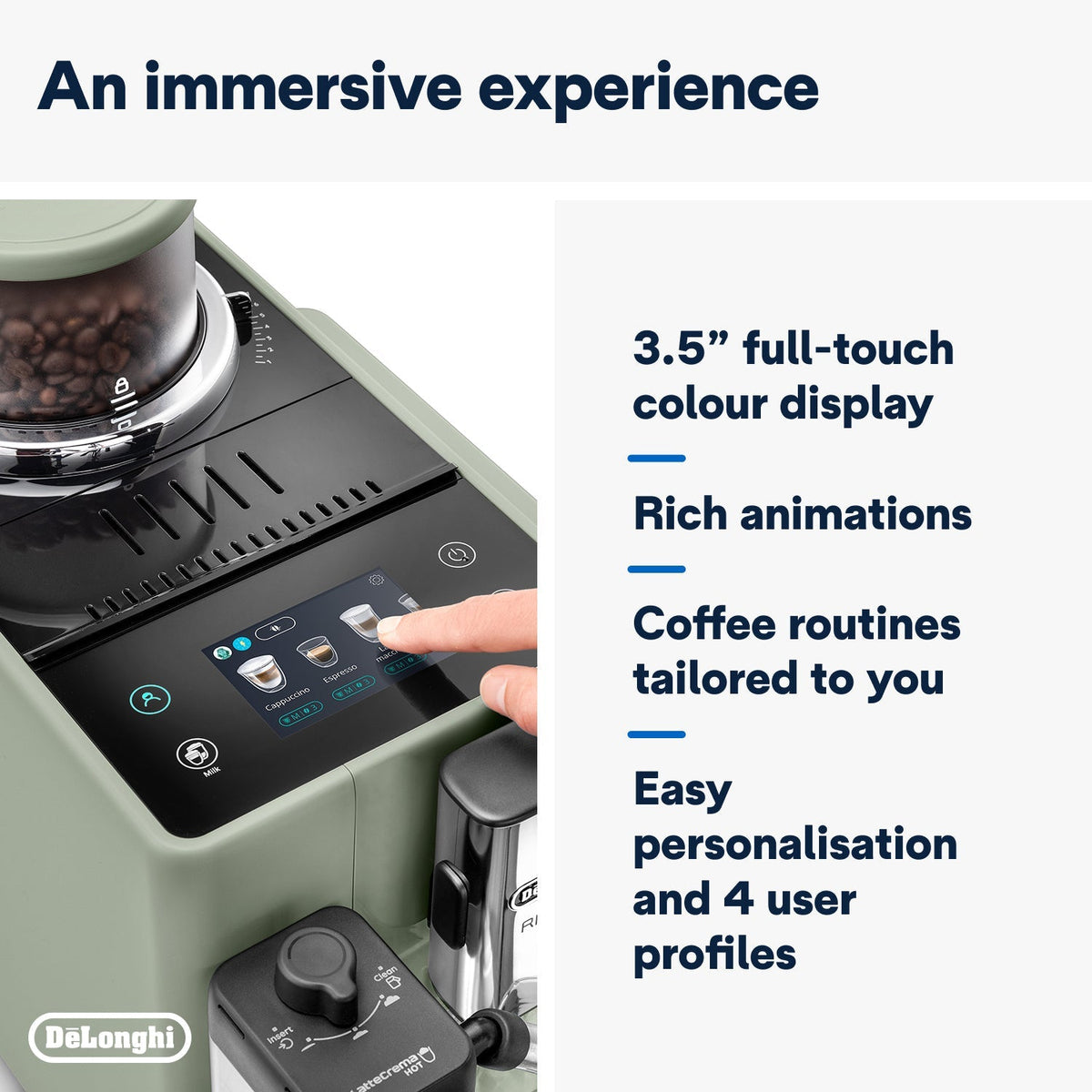 Delonghi Rivelia Bean to Cup Coffee Machine Green EXAM440.55.GR