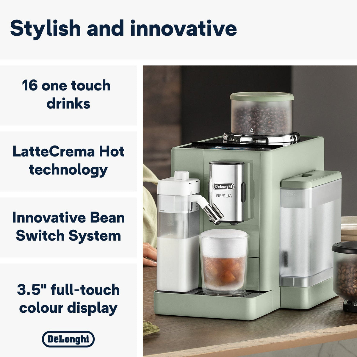 Delonghi Rivelia Bean to Cup Coffee Machine Green EXAM440.55.GR