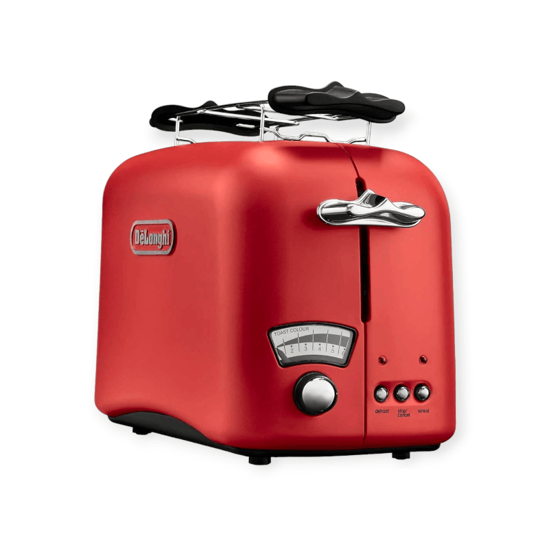 Delonghi TOASTER DeLonghi Argento Toaster & Kettle Set Red (7884326699097)