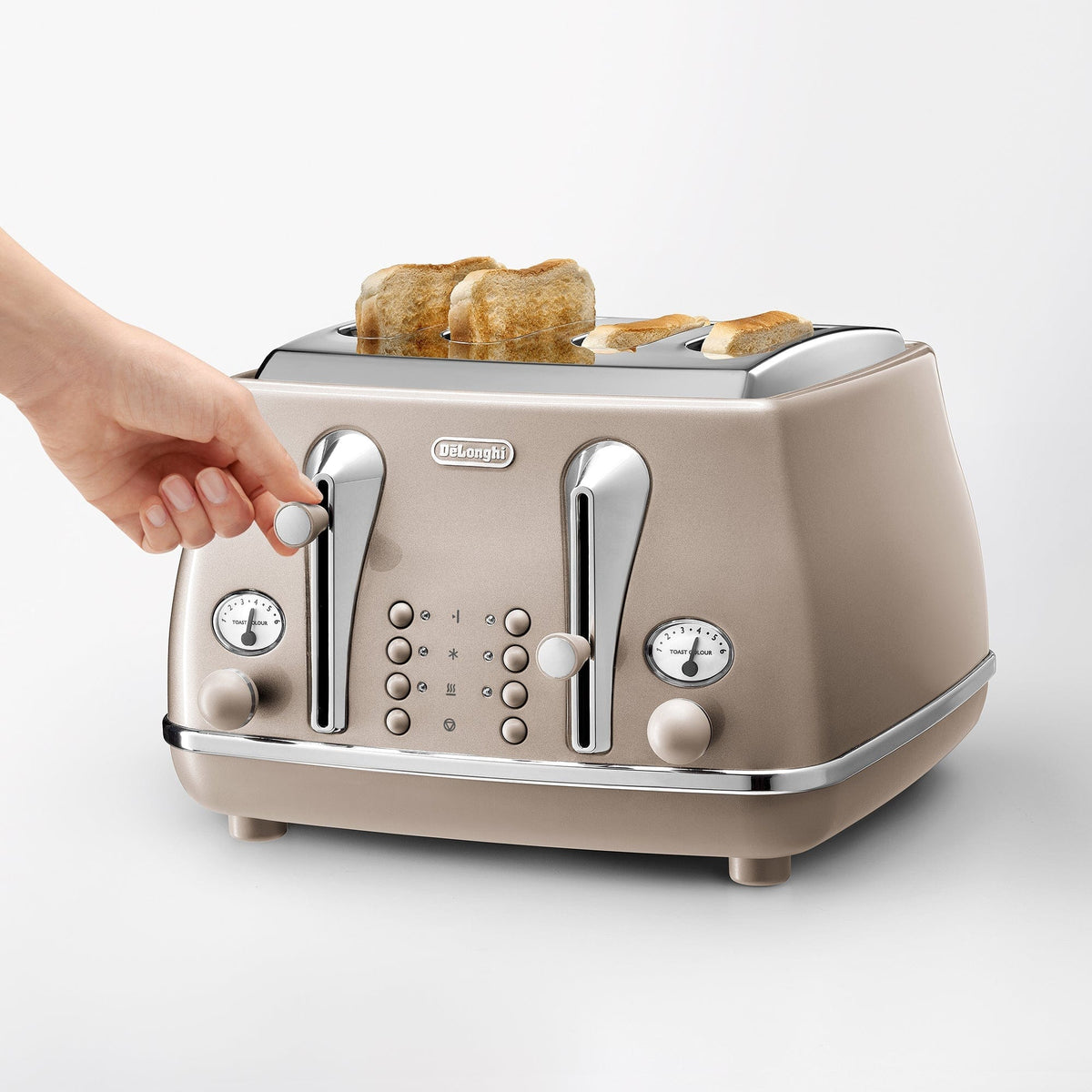 Delonghi TOASTER Delonghi Icona Metallics 4 Slice Toaster, Beige CTOT4003.BG