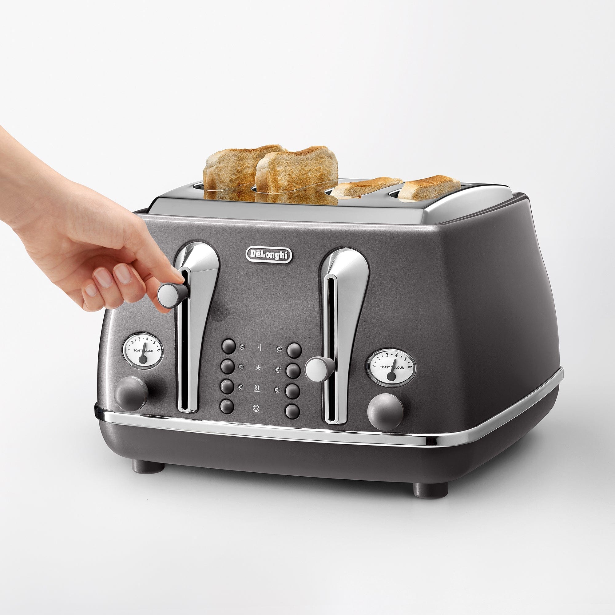 Delonghi TOASTER Delonghi Icona Metallics 4 Slice Toaster, Grey CTOT4003.GY