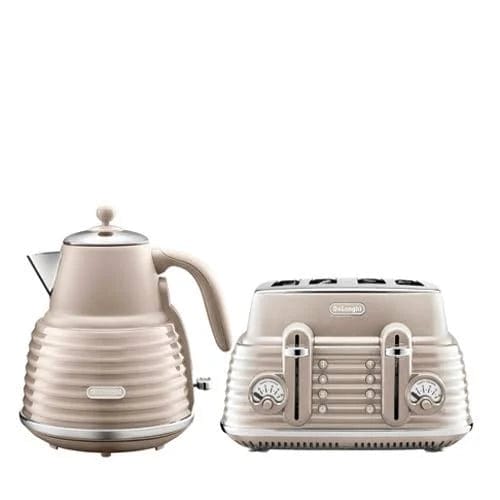DeLonghi Scultura Scolpito Kettle Toaster Breakfast Pack Beige