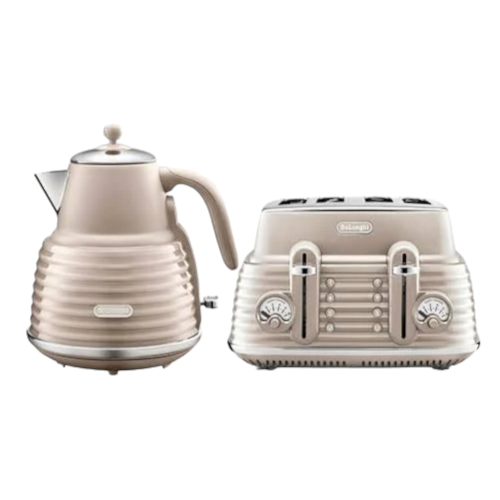 DeLonghi Scultura Scolpito Kettle Toaster Breakfast Pack Beige