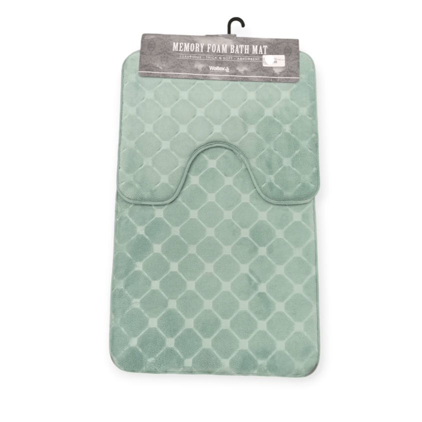 Waltex BATH MAT Waltex 2 Piece Memory Foam Bath Mat Set Sage MEMO142S (7808635895897)