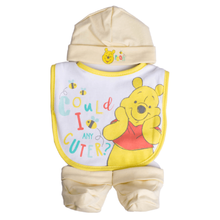 Disney kids Beanie Baby Beanie Bib and Bootie 3 Piece Set Winnie The Pooh (7486915051609)