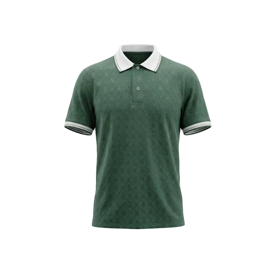 Psycho Bunny Men's Garry Performance Jacquard Polo-Pine Needle MT01000224