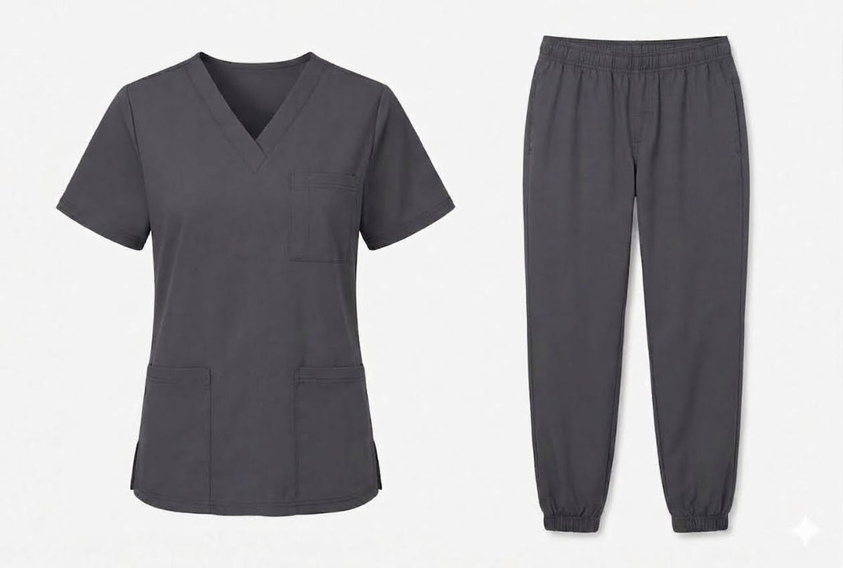 Bobsons Fox Flex Unisex Stretch Scrub Set -Dark Grey N2109/N2110