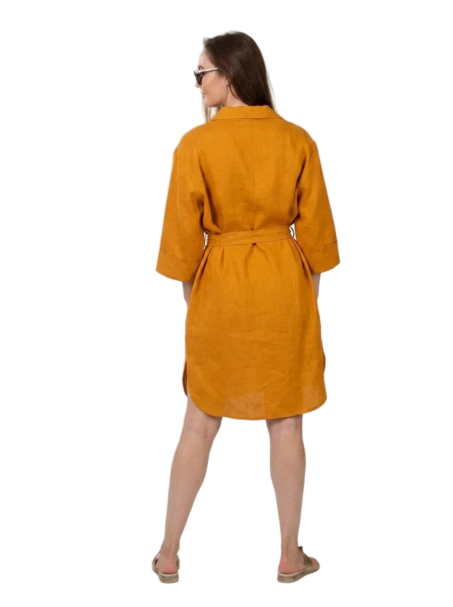 De Tiamo Ladies Midi Breeze Dress-Tumeric