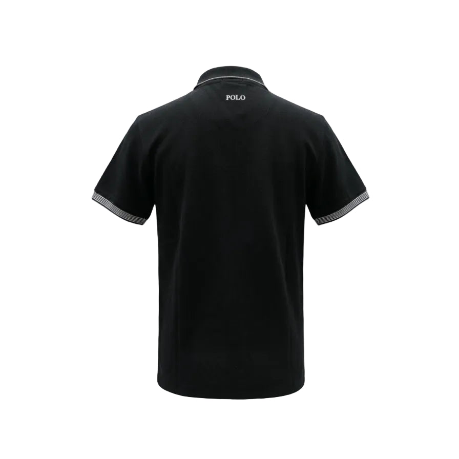Polo Men's Oswald Quarter Zip Contrast Short Sleeve Golfer-Navy 0078574