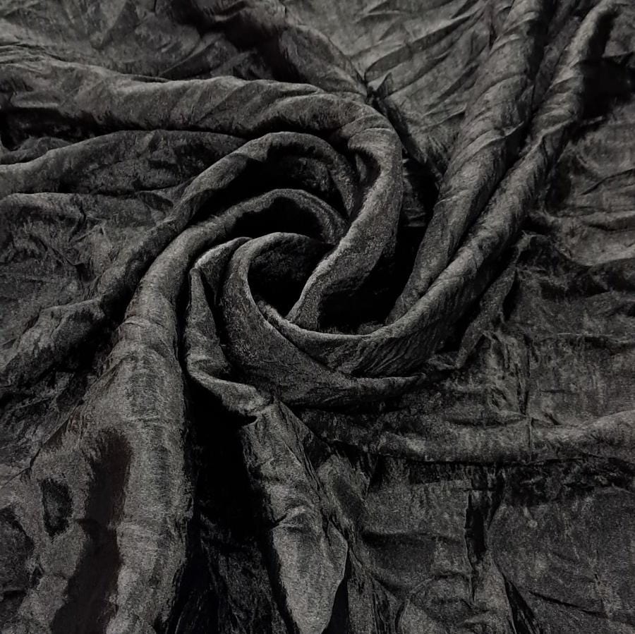 DRESS FABRIC Dress Fabrics Black Satin Deluxe Crushed 150cm (7819656724569)