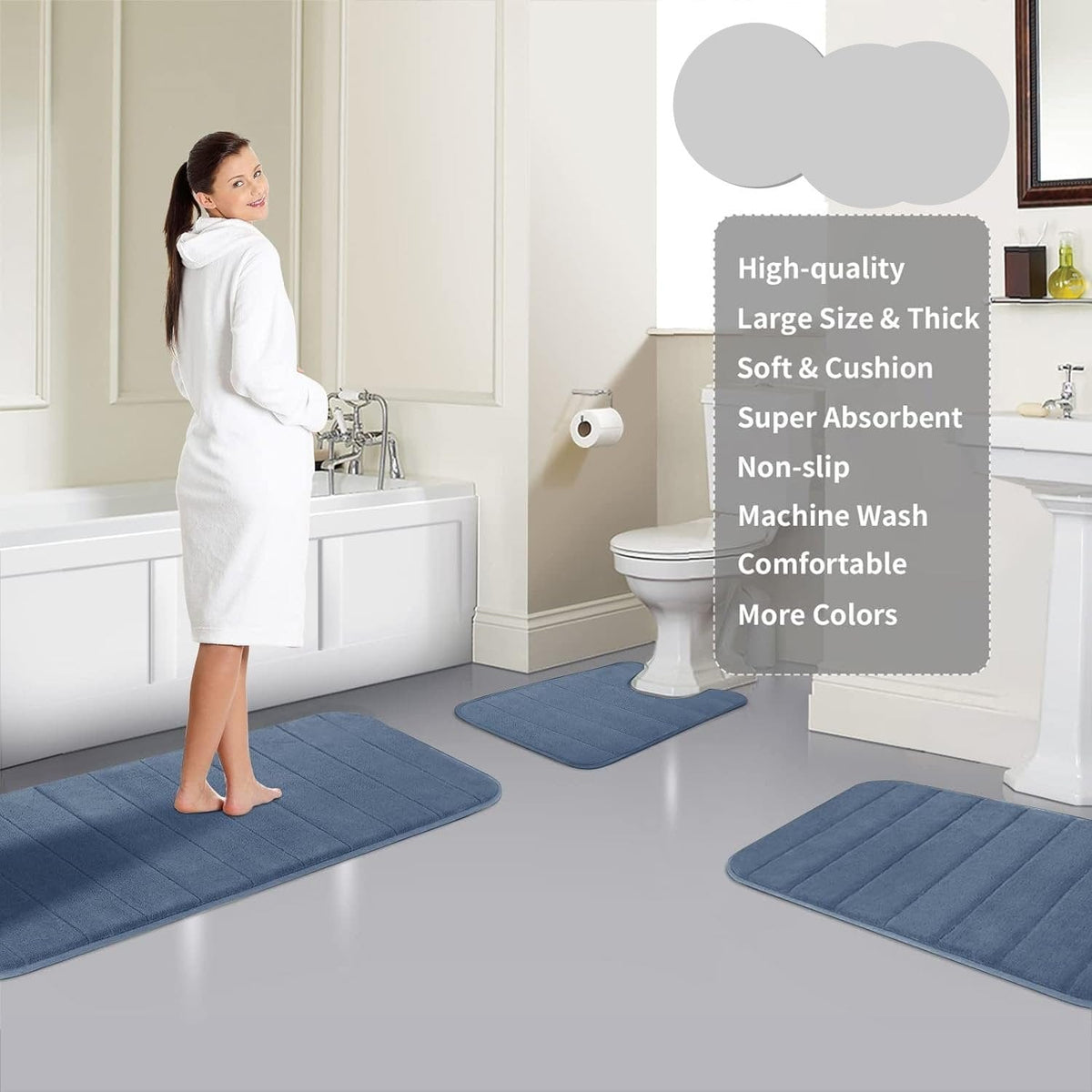 Drimat Bedroom & Bathroom Drimat Memory Foam Bath Mat Airforce Blue (7796986609753)