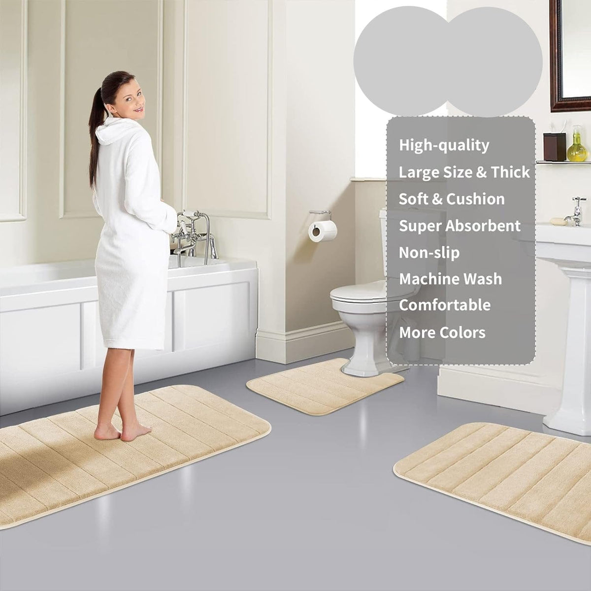 Drimat Bedroom & Bathroom Drimat Memory Foam Bath Mat Stone (7796976844889)