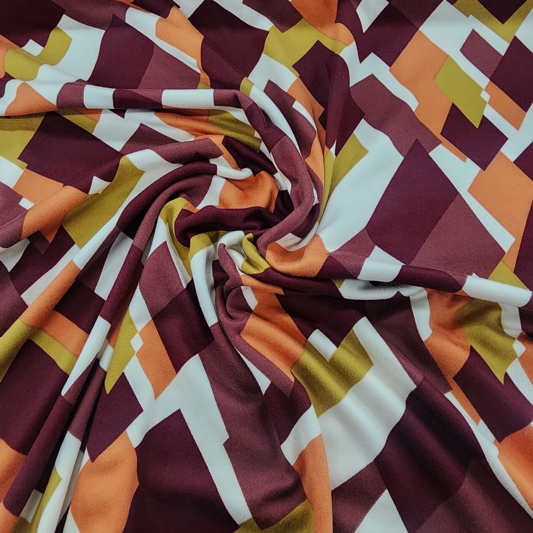 DTY Habby Printed Dty Brushed Fabric 150cm Maroon/Gold (7508805681241)