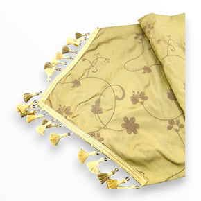 Floral Table Runner Dupion Silk Fudge 2x0,75 m