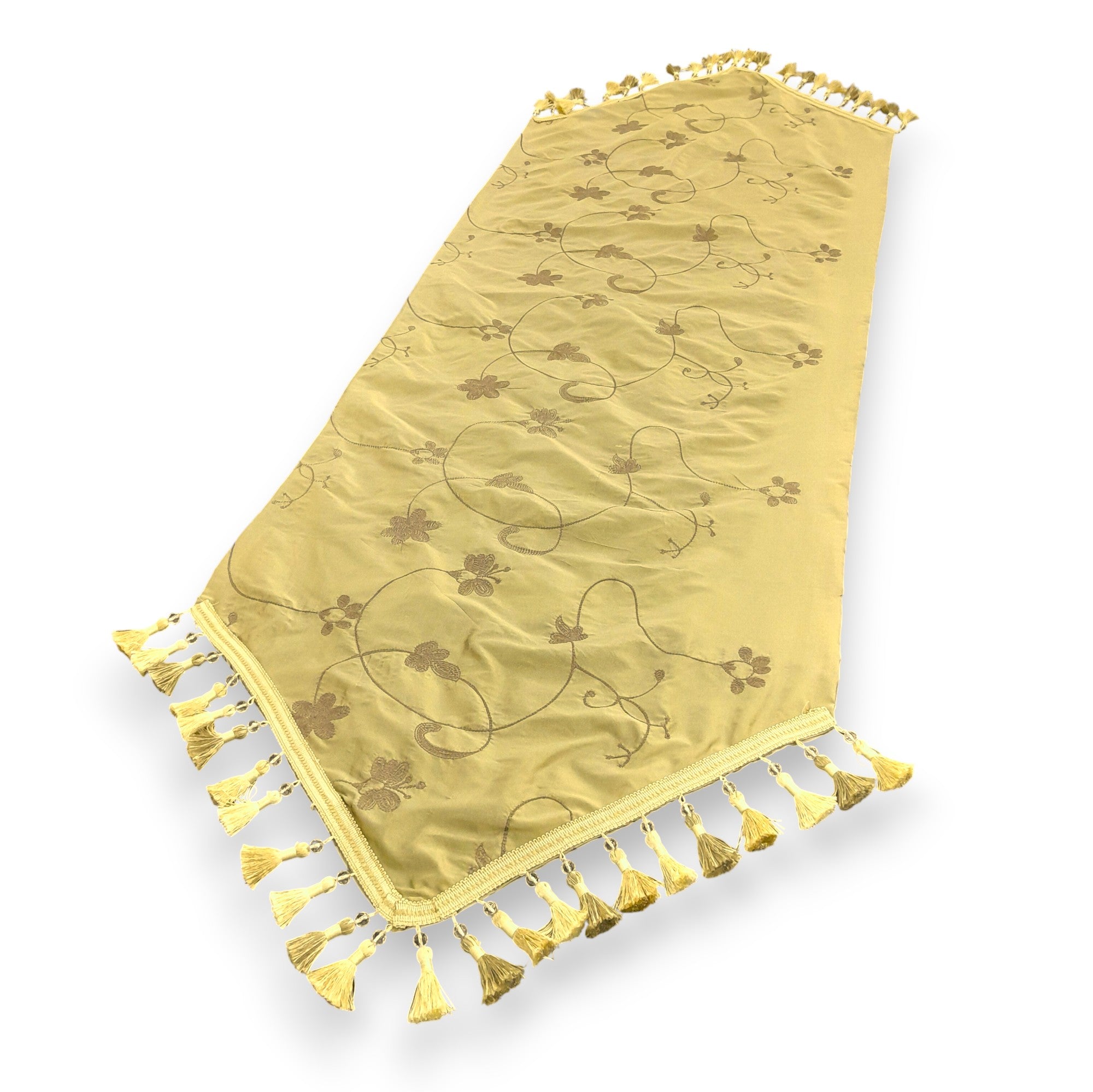 Floral Table Runner Dupion Silk Fudge 2x0,75 m