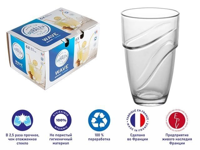 Duralex GLASS Duralex Manhattan Clear Glass Tumblers 360ml Set Of 6 (2061856604249)