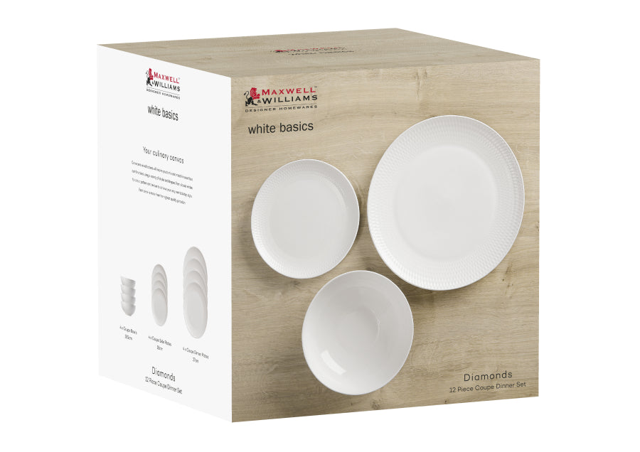 Maxwell & Williams White Basics Diamonds Dinner Set Of 12