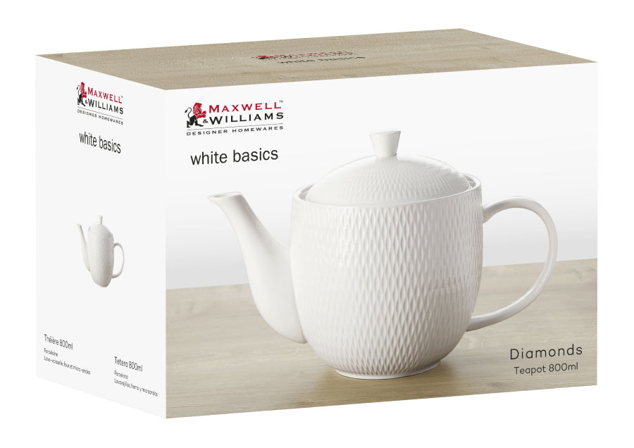 Maxwell & Williams White Basics Diamonds Teapot 800ml DV0064