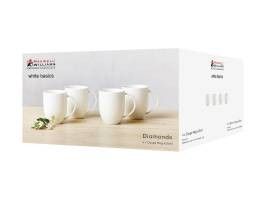 Maxwell & Williams White Basics Diamonds Coupe Mug 420ml Set of 4 DV0188.