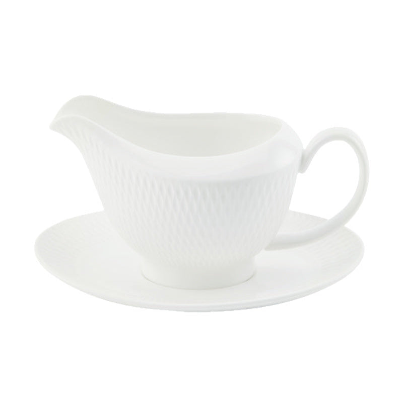 Maxwell & Williams White Basics Diamonds Gravy Boat & Saucer DV0256