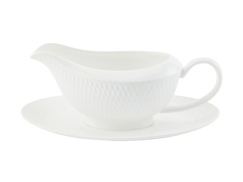Maxwell & Williams White Basics Diamonds Gravy Boat & Saucer DV0256