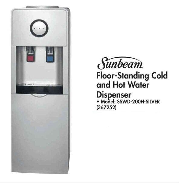 Sunbeam WATER DISPENSER Sunbeam Cold and Hot Free Standing Water Dispenser Silver SSWD200H (7498222305369)