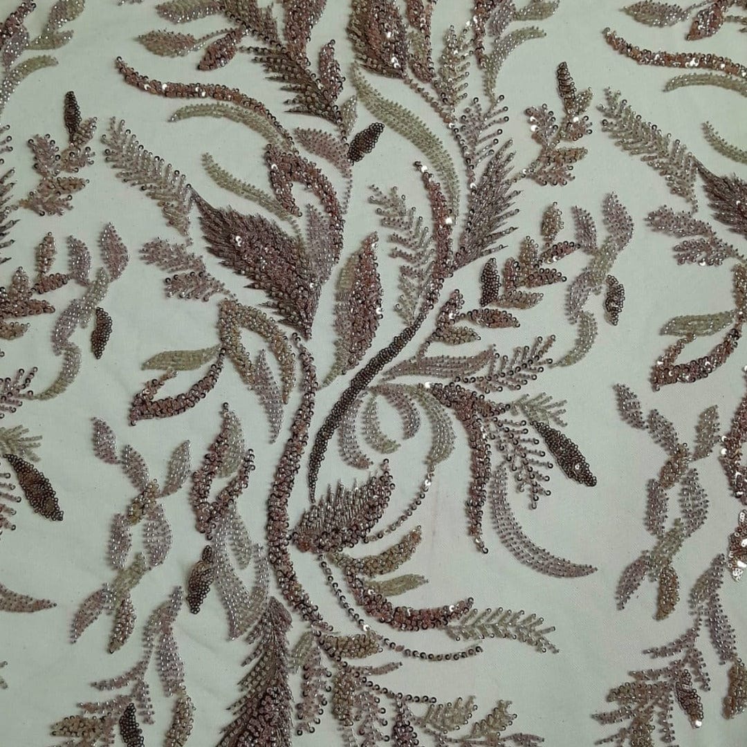 BEADED LACE Dress Fabrics Rose Gold Mystic Rose Beaded Lace Fabric 130 cm (7765405204569)