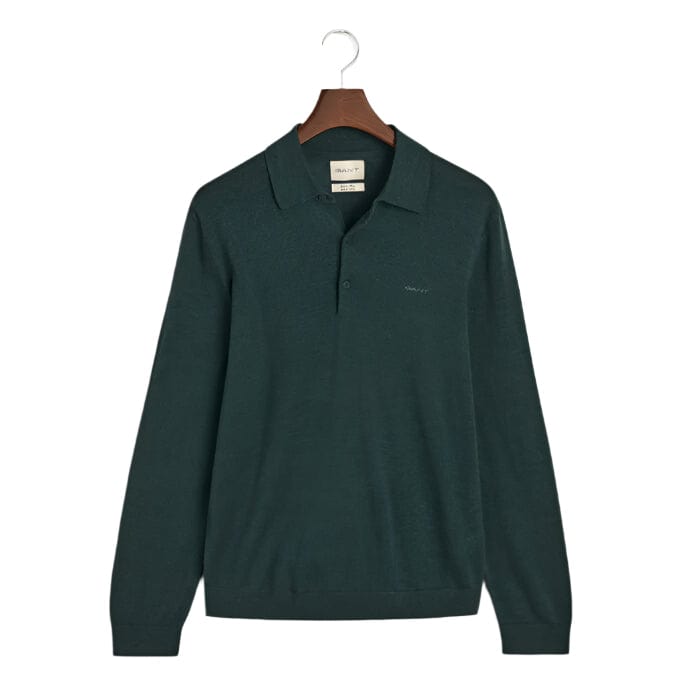 Gant Sweater S Gant Extra Fine Merino Wool Polo Sweater Tartan Green