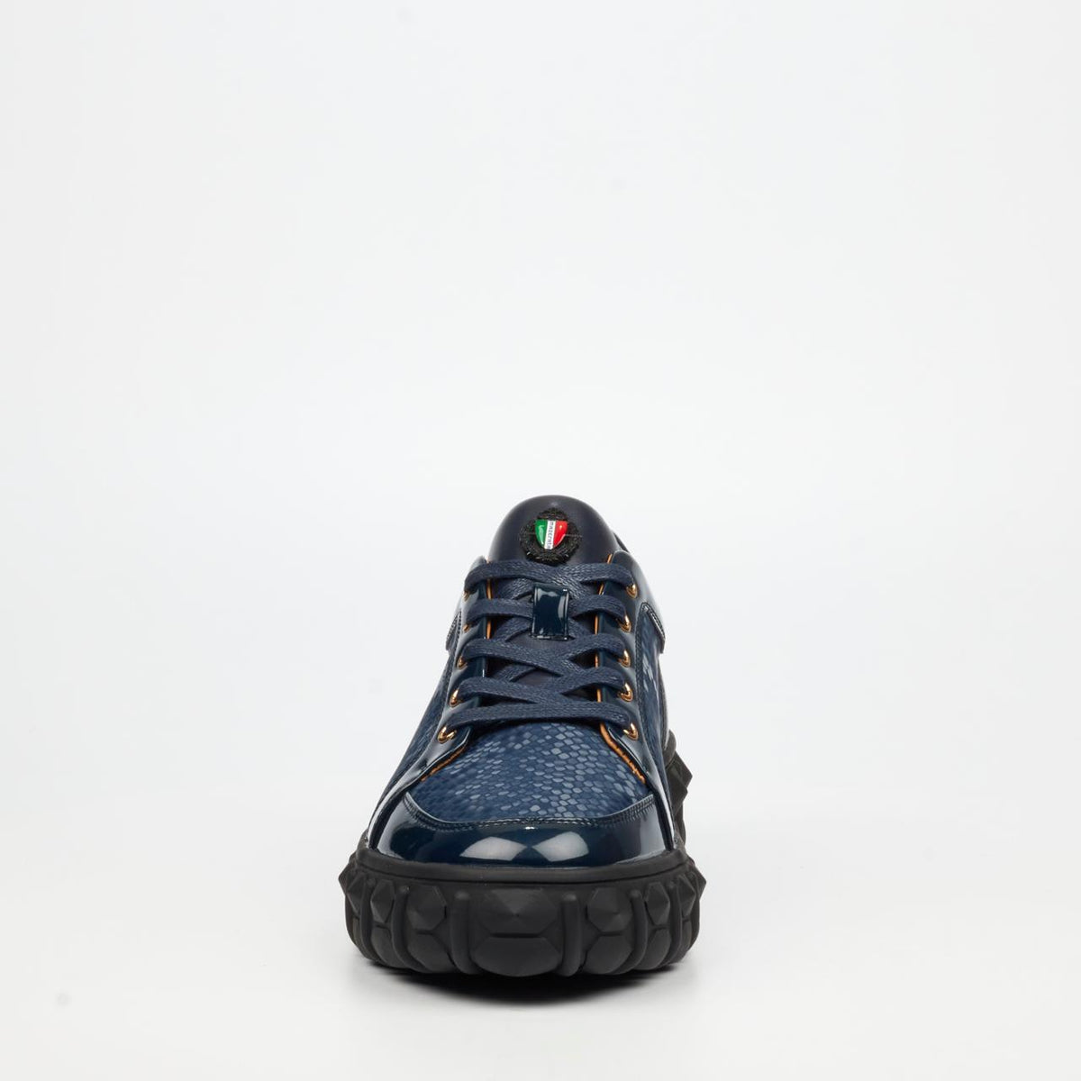 Mazerata Men's Pigale 37 Faux Patent Snake-Navy
