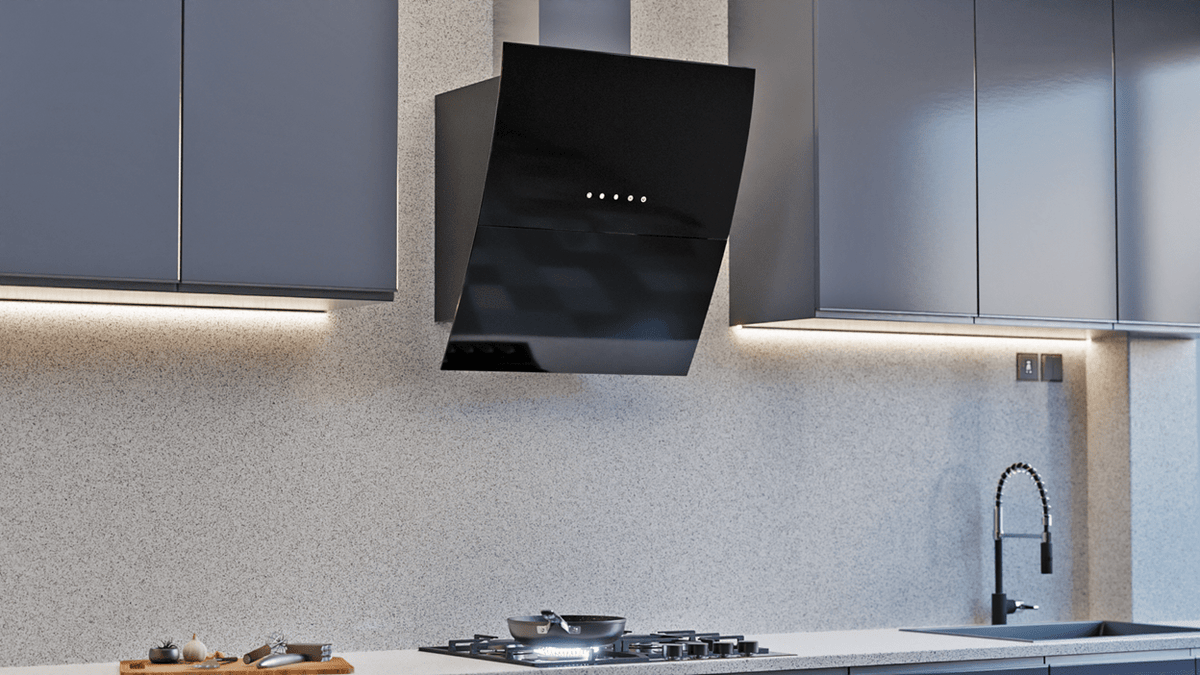 FALCO Extractor Fan Falco 60cm Black Glass Wall Extractor FAL-60-S03D