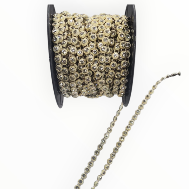 TRIMMINGS HABBY Plastic Diamond Trimming Gold (7681934229593)