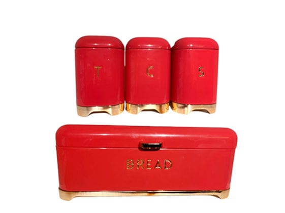 Continental Homeware CANISTER Continental Homeware 4Pcs Retro Bread Bin with Rose Gold Base CH806 (7305521528921)