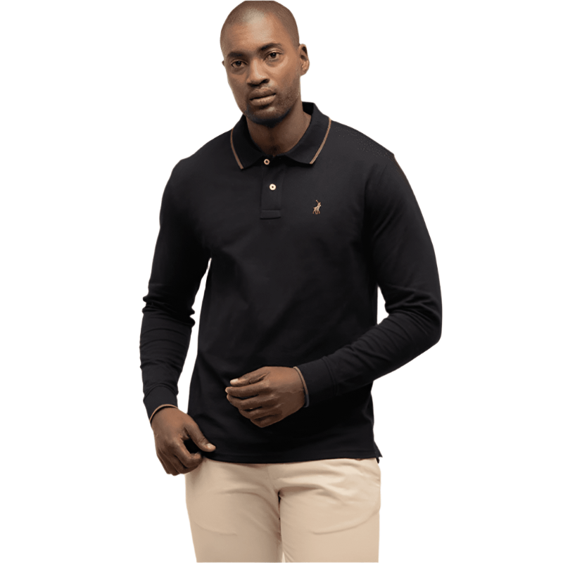 Polo Golf T Shirt S Polo Essential Pique Long Sleeve Golfer Black