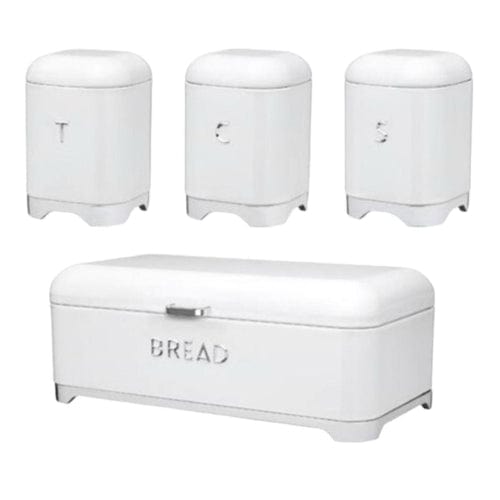 Continental Homeware Bread Bin Continental Homeware Deluxe Edition Bread Bin With 3 Piece Canister Set White CH911W