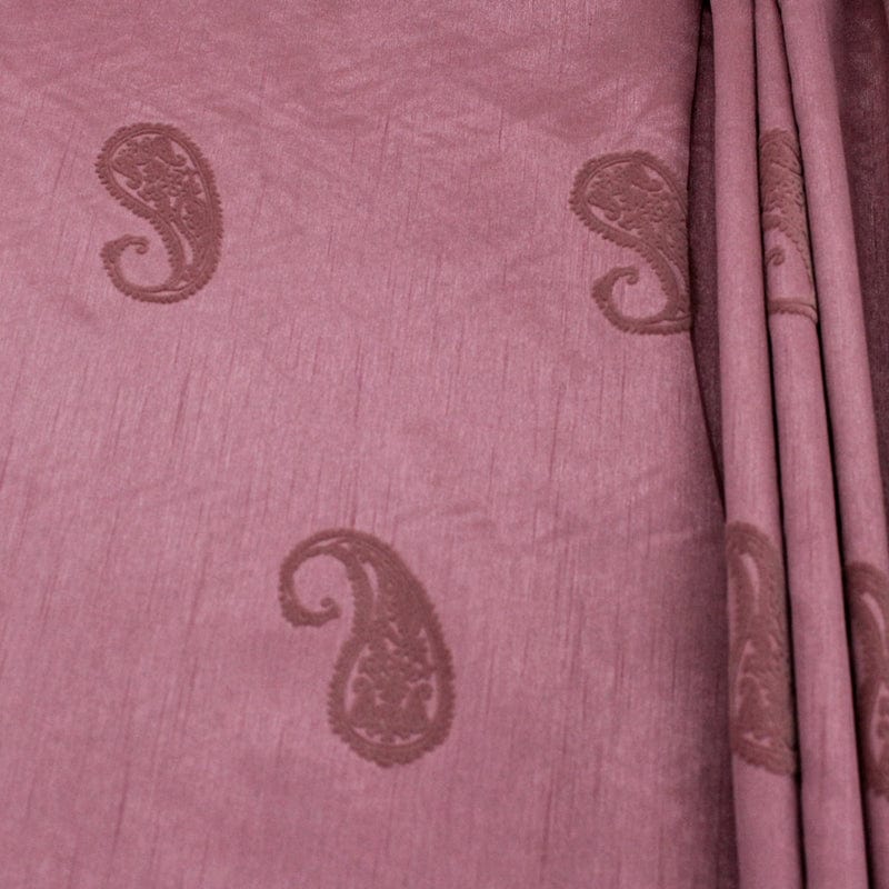 curtain material Curtaining Material Polysilk  plain dyed dark mesa rose with flocking Polysilk Plain Dyed With Flocking (6557808558169)