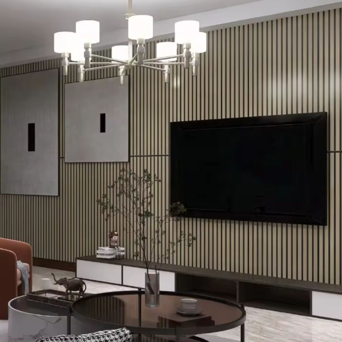 Echo-Less Polyester Fibre Wood Veneer Peel+Stick Slat Acoustic Panel 120×60×1.8 mm