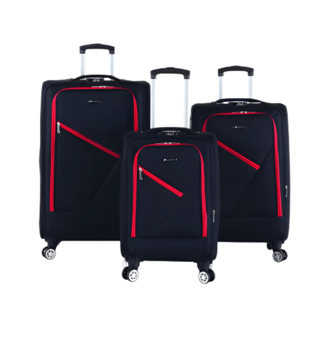 Paklite Luggage Paklite 3-Piece UrbanLite Black Soft-Shell Spinner Luggage Set with Combination Lock