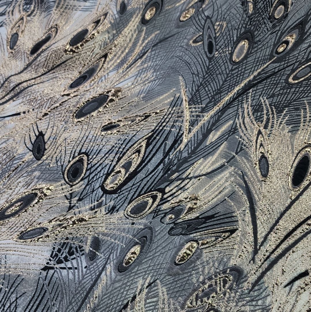 BROCADE Dress Fabrics Peacock Brocade Fabric Grey 150cm (7400710963289)