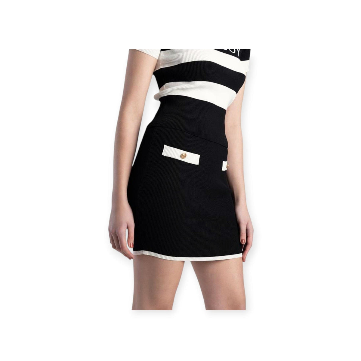 Sissy Boy Skirt S Sissy Boy Blank Space Mini Skirt With Mock Pocket Black/White