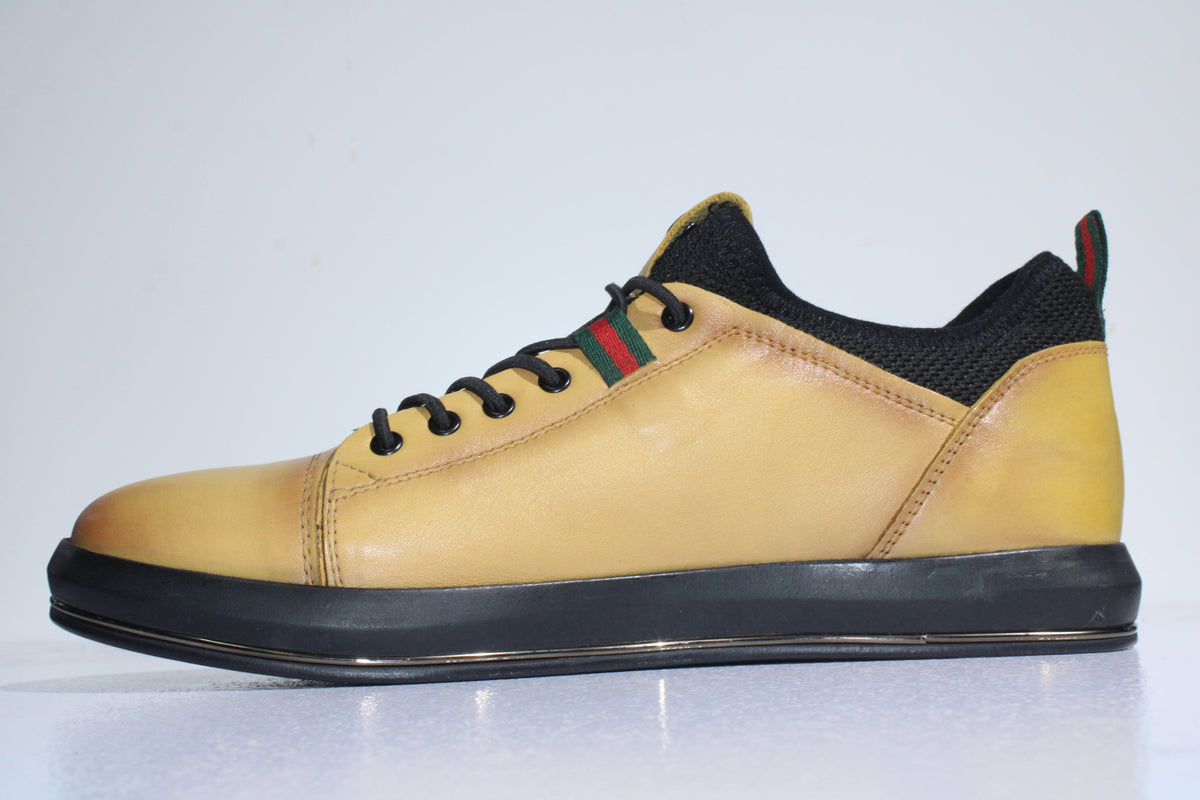 The Marcomen Casual Shoes The Marcomen Casual Leather Shoes Mustard (7492169728089)