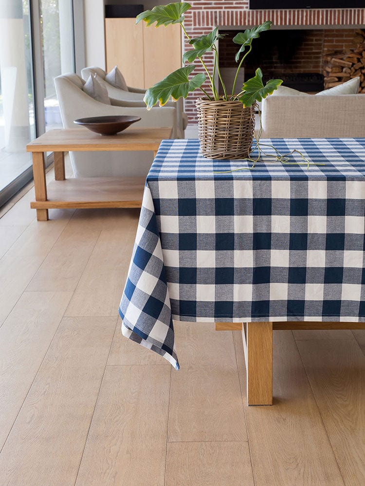 Linen House Table Cloth Linen House Revana Check Navy Tablecloth (7314250825817)