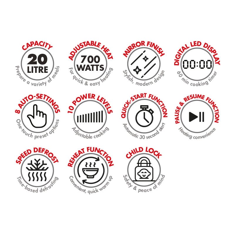 BENNETT READ Microwave Bennett Read Mirror 20 L Digital Microwave KMW112