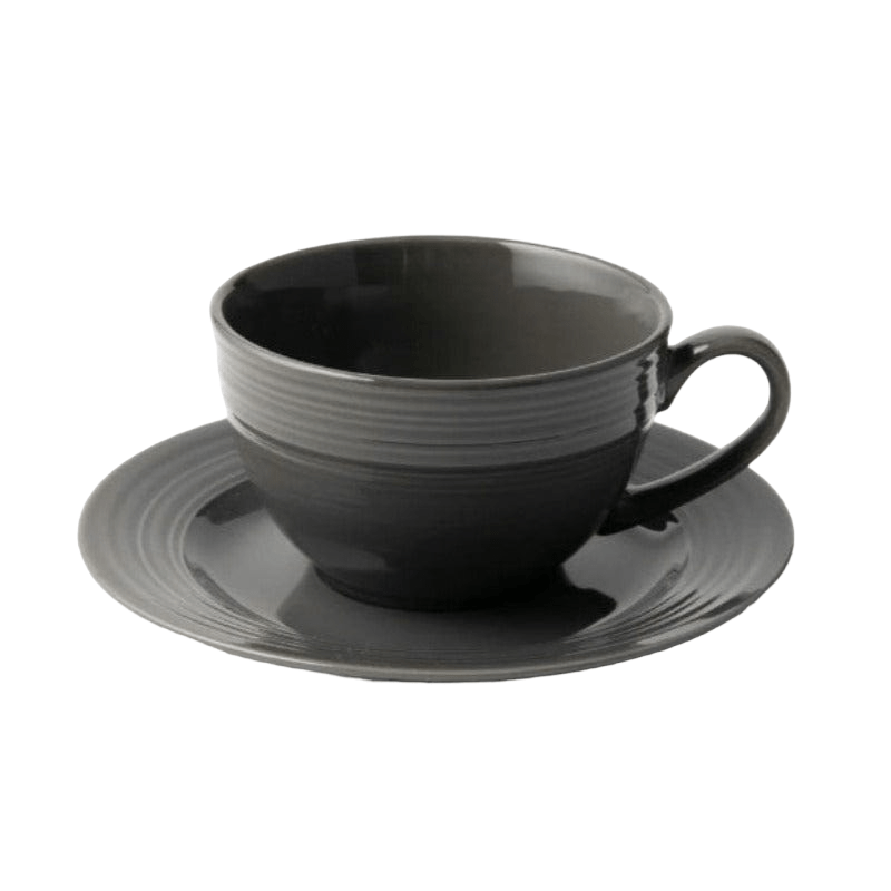 Jenna Clifford MUG Jenna Clifford Embossed Lines Cup & Saucer 200ml Grey (2061631914073)