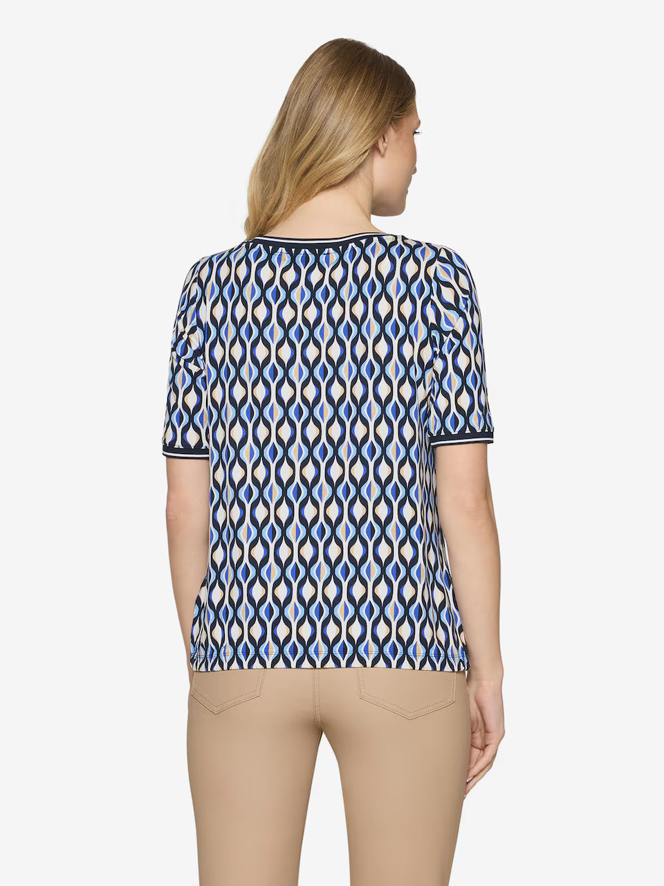 Betty Barclay 70s Geometric Print Shirt-Blue/Cream 2742/1752